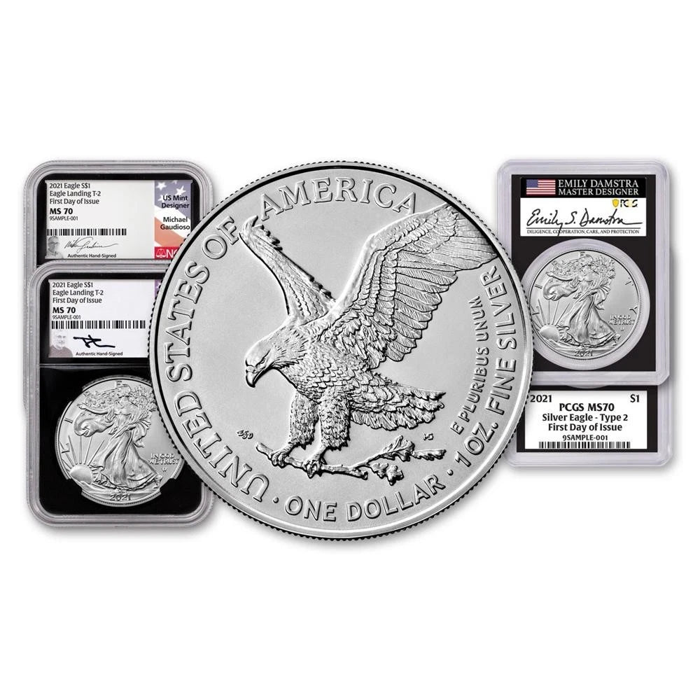 2021 Silver Eagle Type 2 Scarce and Unique Coin Division 3pc Set - CoinsTV