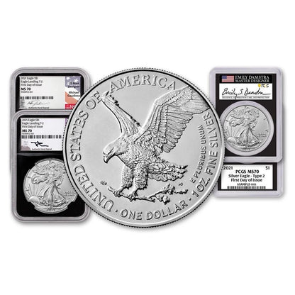 2021 Silver Eagle Type 2 Scarce and Unique Coin Division 3pc Set - CoinsTV