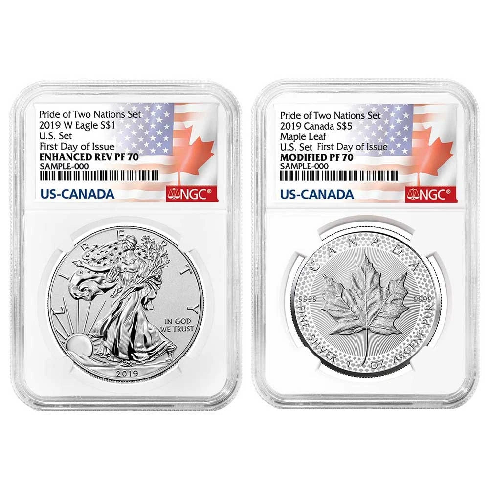 2019 Pride of Two Nations 2pc U.S. Set NGC PF70 FDI Flags Label - CoinsTV