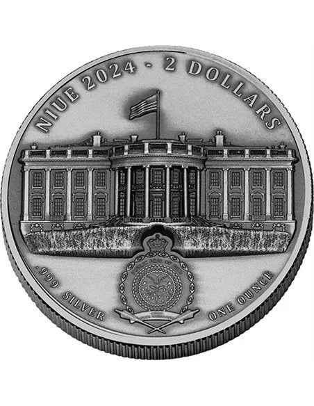 2024 Niue The White House UHR Antiqued 1 oz Silver Coin - CoinsTV