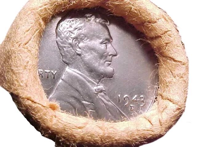 1943-D Lincoln Cents Uncirculated - Original Bank-Wrapped Roll - CoinsTV