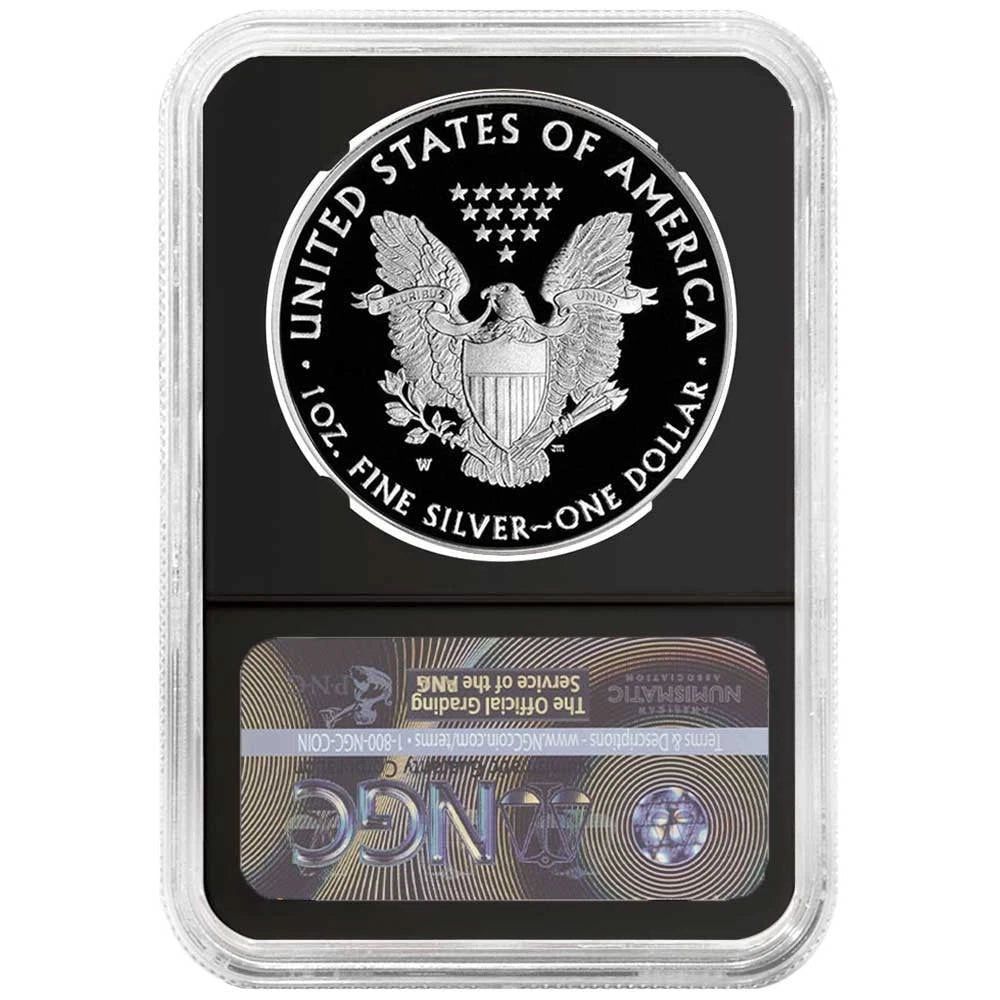 2021-W Silver Eagle Heraldic Eagle Type 1 - Congratulations Set - NGC PF70UC FDI Eagle Label Black Holder