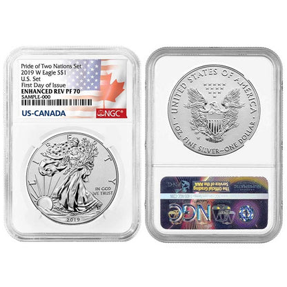 2019 Pride of Two Nations 2pc U.S. Set NGC PF70 FDI Flags Label - CoinsTV