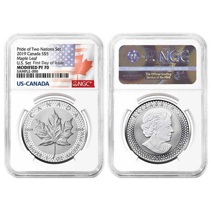 2019 Pride of Two Nations 2pc U.S. Set NGC PF70 FDI Flags Label - CoinsTV