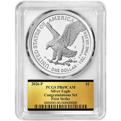 2026-P Silver Eagle Congratulations Set - PCGS PR69DCAM FS 250th Gold Label