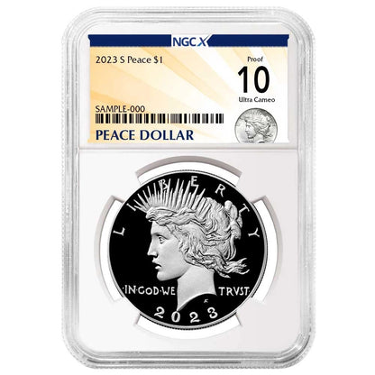 2023-S Peace Silver Dollar - NGCX PF10UC Peace X Label - CoinsTV