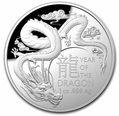 2024 Australia Year of the Dragon Domed 1 Oz Silver $5 Proof Coin - CoinsTV