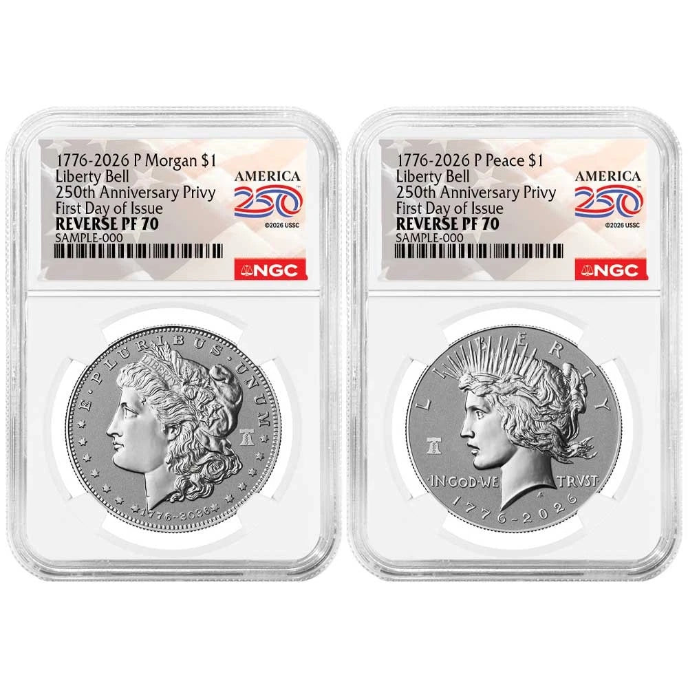 2026-P Reverse Proof Morgan and Peace Silver Dollar 2pc Set - NGC PF70 FDI