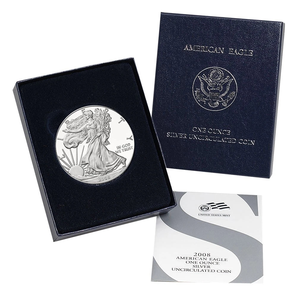 2008-W Burnished Silver Eagle with OGP & COA