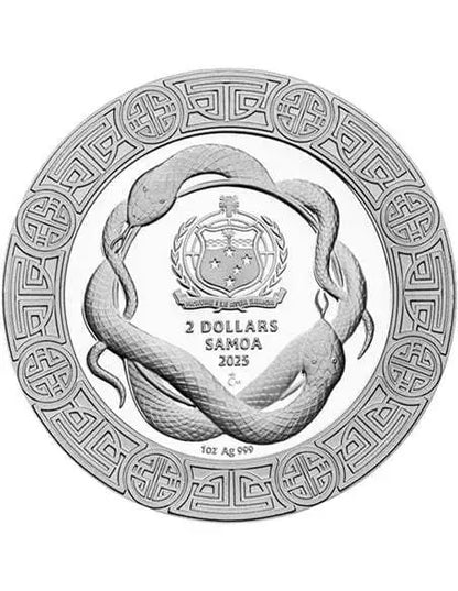 2025 $2 Samoa Lunar Year of the Snake - 1 oz Silver Coin - CoinsTV