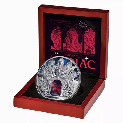 2024 $10 Niue Twelve Signs of the Roman Zodiac 5 oz Silver Proof - CoinsTV