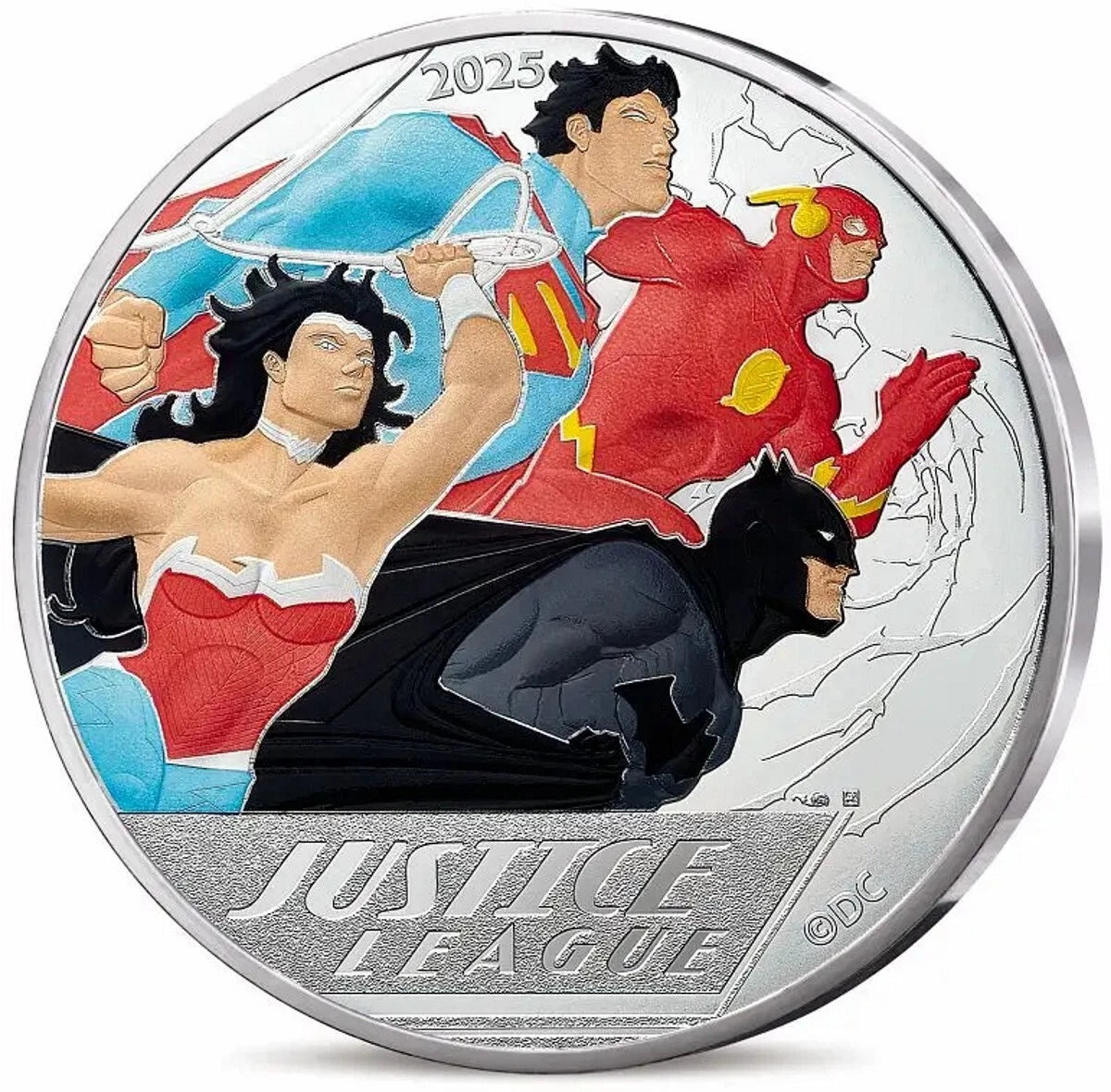 2025 France DC Comics Justice League Colorized 45g Silver Coin - CoinsTV