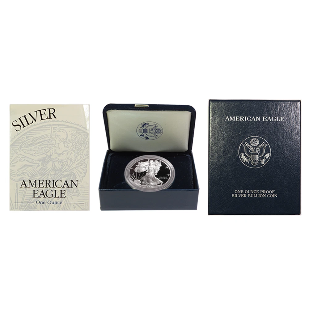 2001-W Silver Eagle Proof with Box OGP & COA