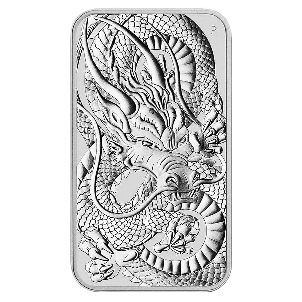 2021-P $1 Australian Silver Dragon Rectangle .9999 1 oz Silver Bar - CoinsTV