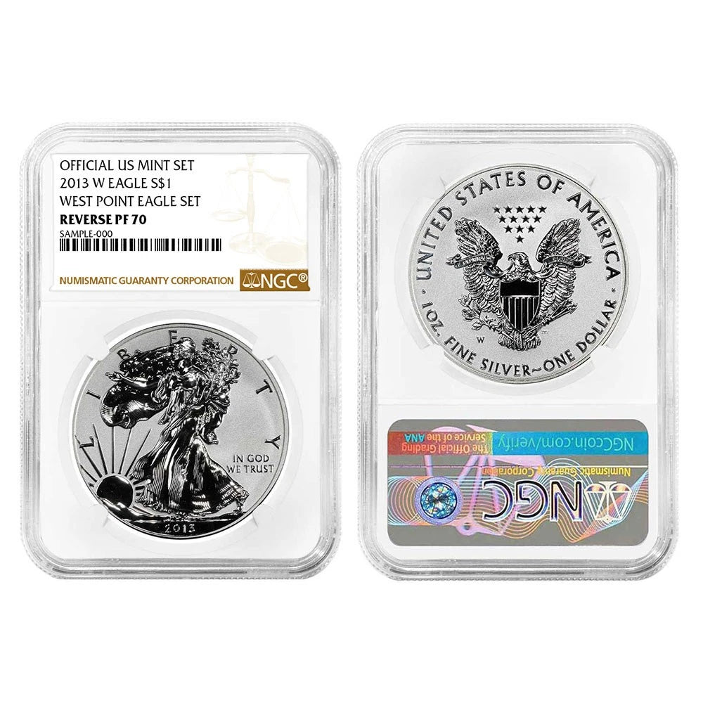 2013-W Silver Eagle 75th Anniversary West Point Mint 2pc Set NGC SP70 Brown Label