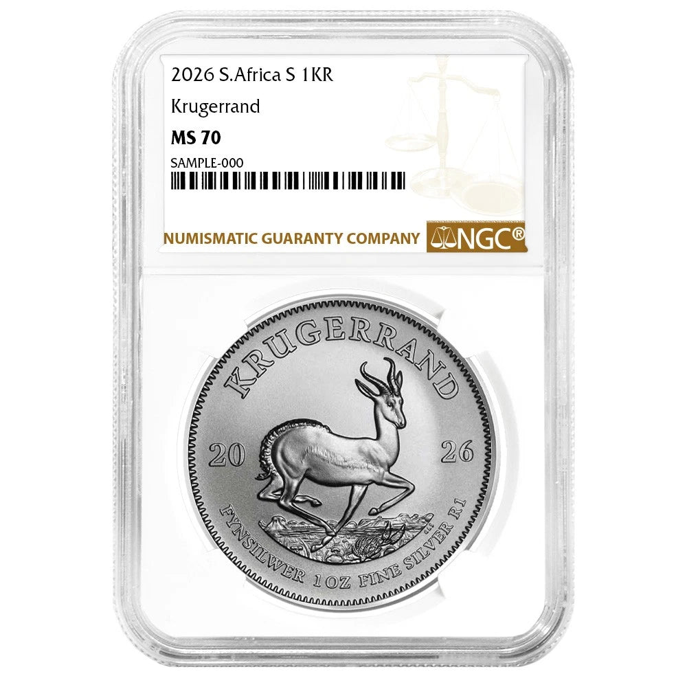 2026 South Africa Krugerrand 1 oz Silver - NGC MS70 Brown Label - CoinsTV