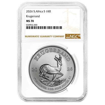 2026 South Africa Krugerrand 1 oz Silver - NGC MS70 Brown Label - CoinsTV