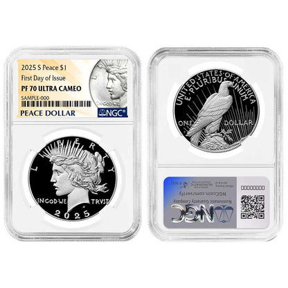 2025-S Morgan and Peace Silver Dollar 2pc Set - Morgan and Peace Label - NGC PF70UC FDI