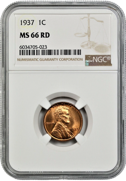 1937-  Lincoln Wheat Cent - NGC MS66 RD