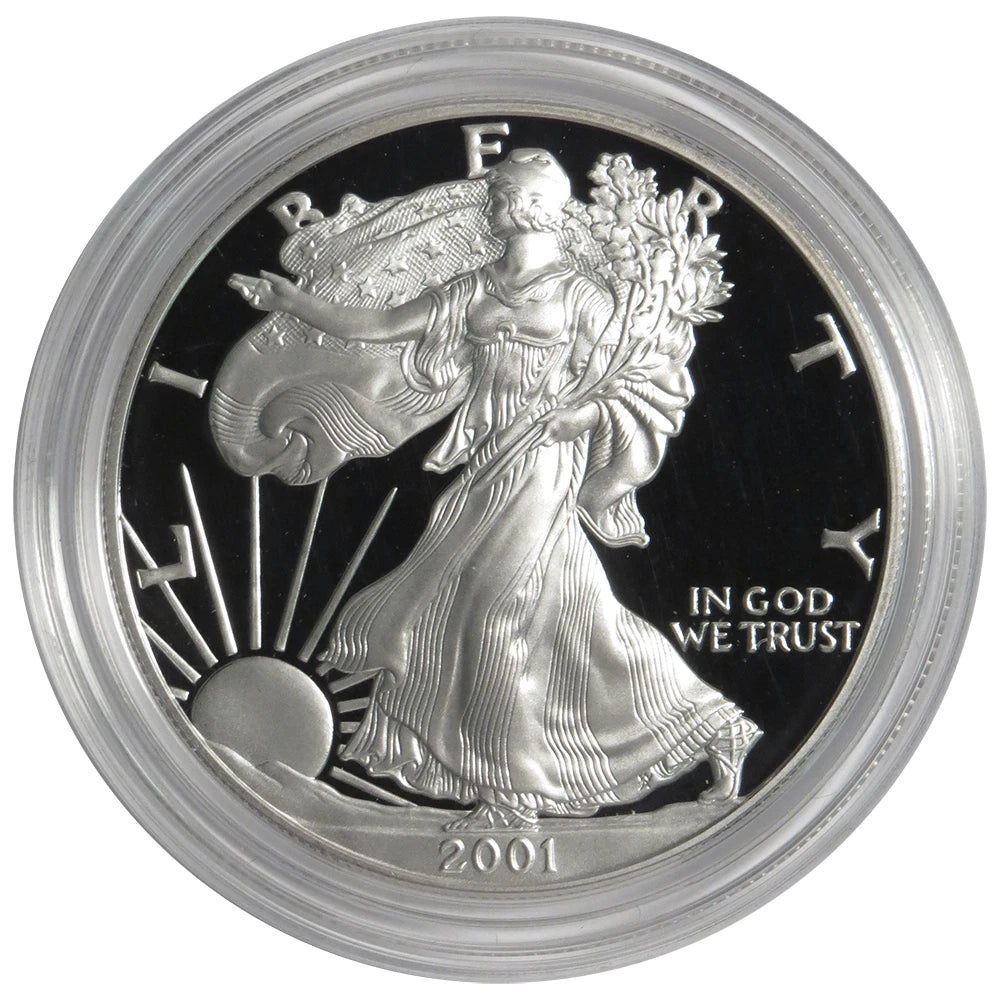 2001-W Silver Eagle Proof with Box OGP & COA