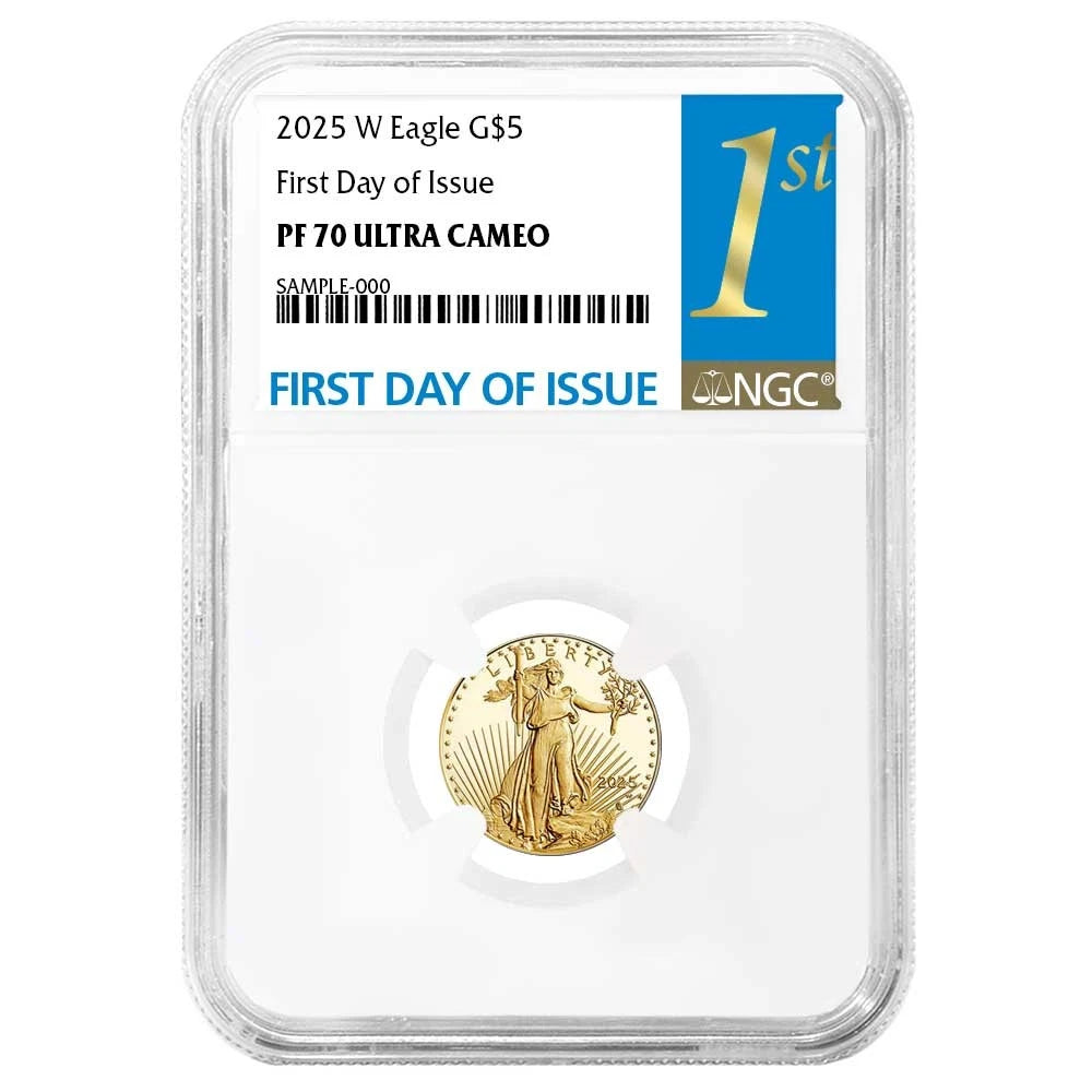 2025-W $5 Gold Eagle 1/10 oz Gold - NGC PF70UC FDI First Label - CoinsTV