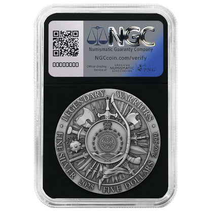 2025 Niue Leonidas Gold Gilded High Relief 2 oz Silver - NGC MS70 Antiqued - CoinsTV