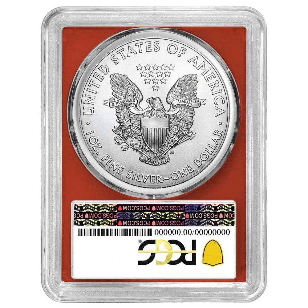 2021-W Silver Eagle Type 1 - Made in USA Label Red Frame - PCGS MS70 - CoinsTV