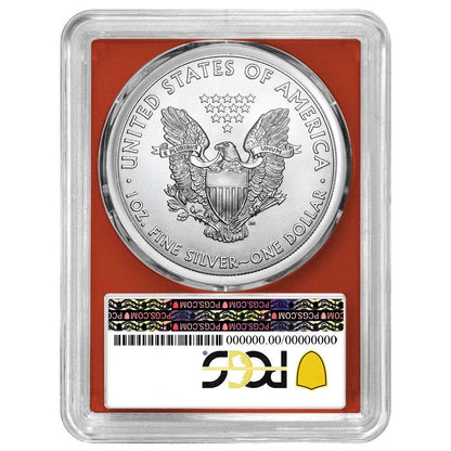 2021-W Silver Eagle Type 1 - Made in USA Label Red Frame - PCGS MS70 - CoinsTV