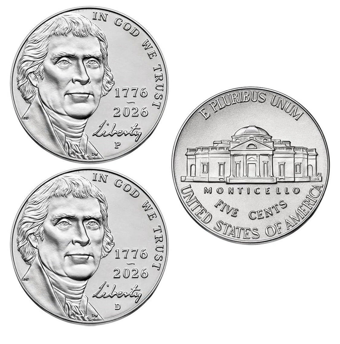2026 P&D Semiquincentennial Jefferson Nickels - ICG MS67 FS Initial Release