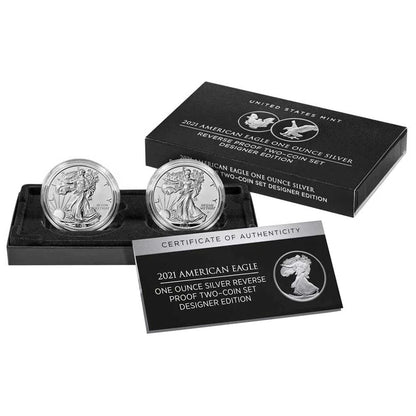 2021 American Eagle Silver Reverse Proof - Designer Edition 2 pc Set - OGP