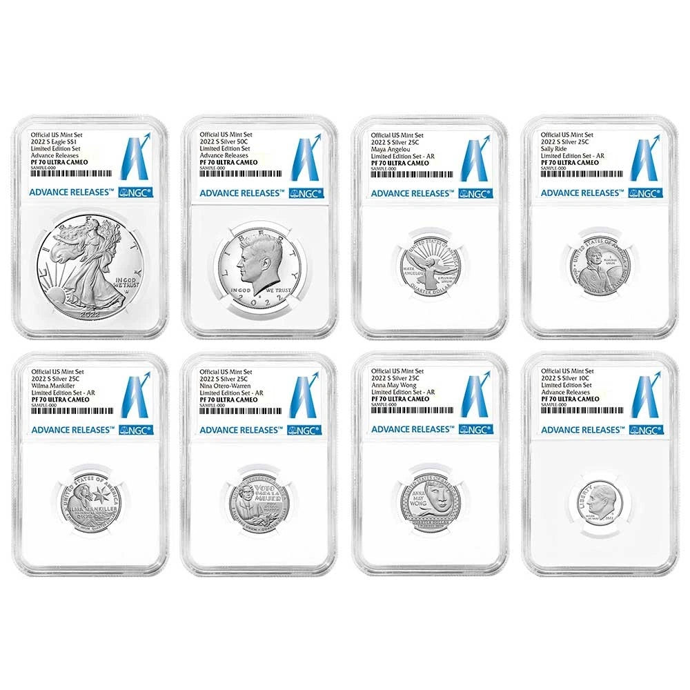 2022-S Limited Edition Silver Proof 8pc Set - NGC PF70UC AR Advance Releases Label