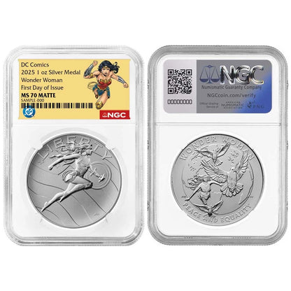 2025 Wonder Woman DC Comics 1 oz Silver Medal - Wonder Woman Label - NGC MS70 FDI