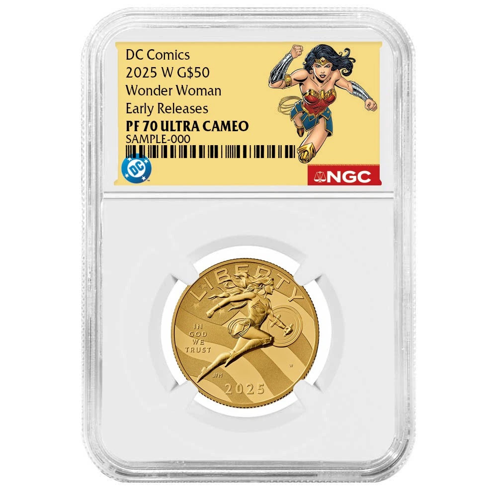 2025-W Wonder Woman DC Comics 1/2 oz Gold Coin - NGC PF70UC - CoinsTV