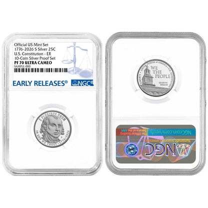 2026-S U.S. Silver Proof 10pc Set NGC PF70UC ER Blue Label