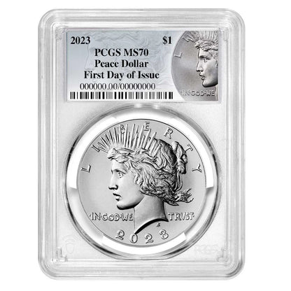 2023 Peace Silver Dollar - PCGS MS70 FDOI Peace Label