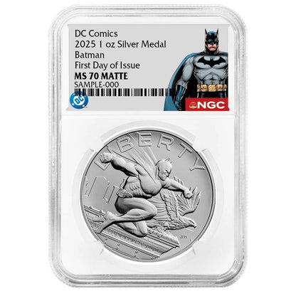2025 Batman DC Comics 1 oz Silver Medal - Batman Label - NGC MS70 FDI
