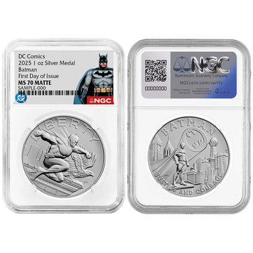 2025 Batman DC Comics 1 oz Silver Medal - Batman Label - NGC MS70 FDI