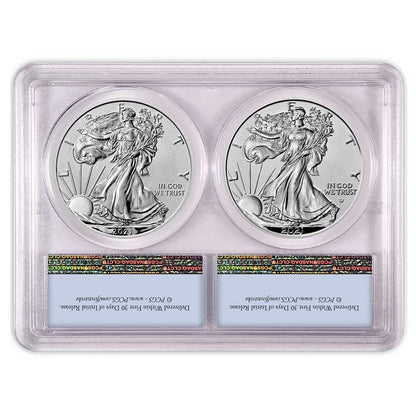 2021 Reverse Proof Silver Eagle Designer Edition 2pc Set - PCGS PR69 FS Flag Label - CoinsTV