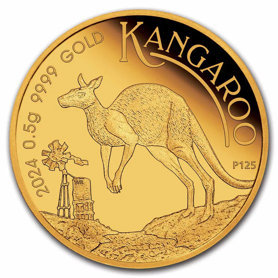 2024 Australia 1/2 Gram Gold Kangaroo Mini Roo BU (Assay Card) - CoinsTV