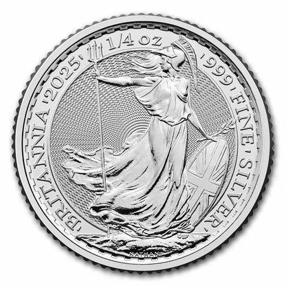 2025 Great Britain Brittania 1/4 oz Silver Coin BU - CoinsTV