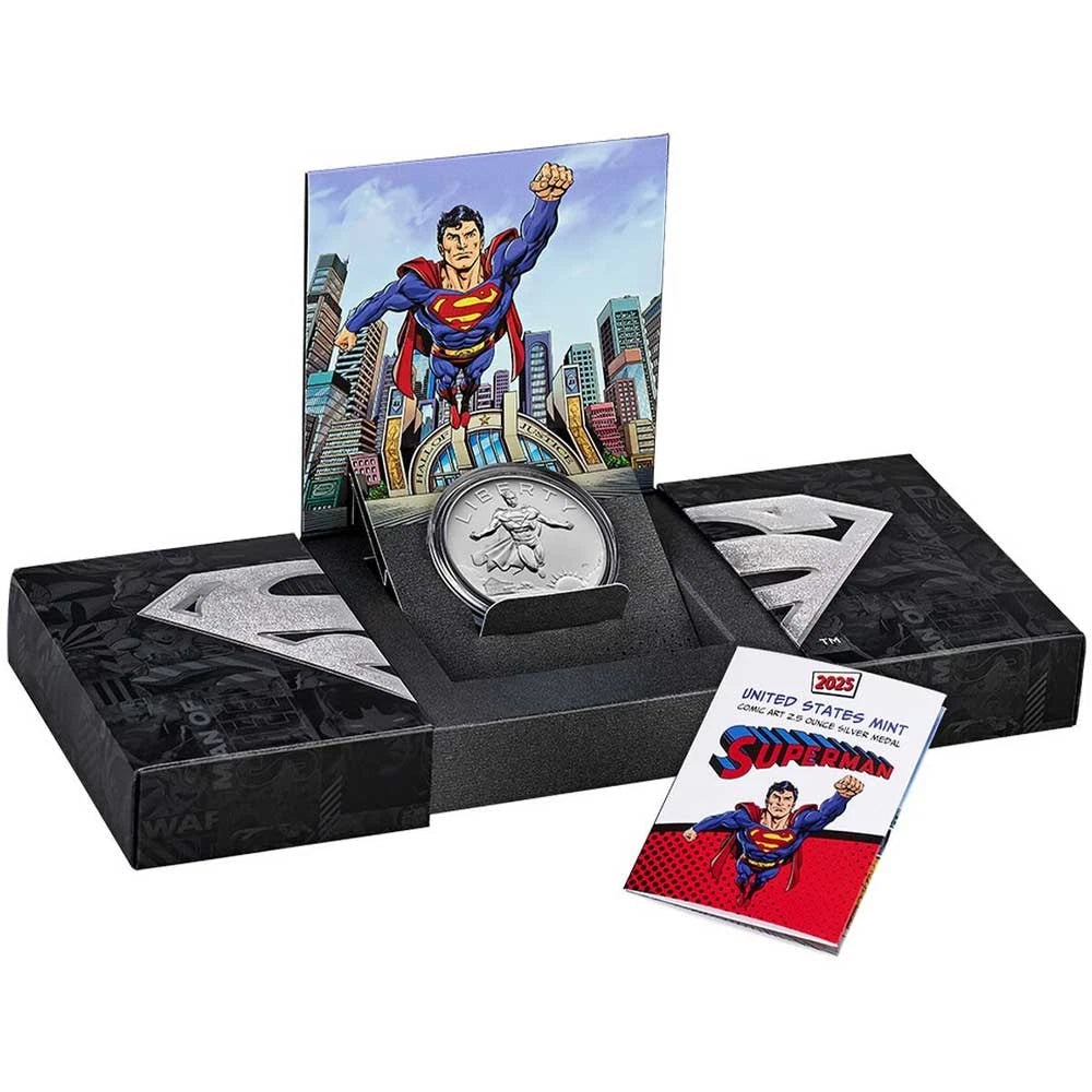2025 Superman DC Comics 2.5 oz Silver Medal Box - CoinsTV