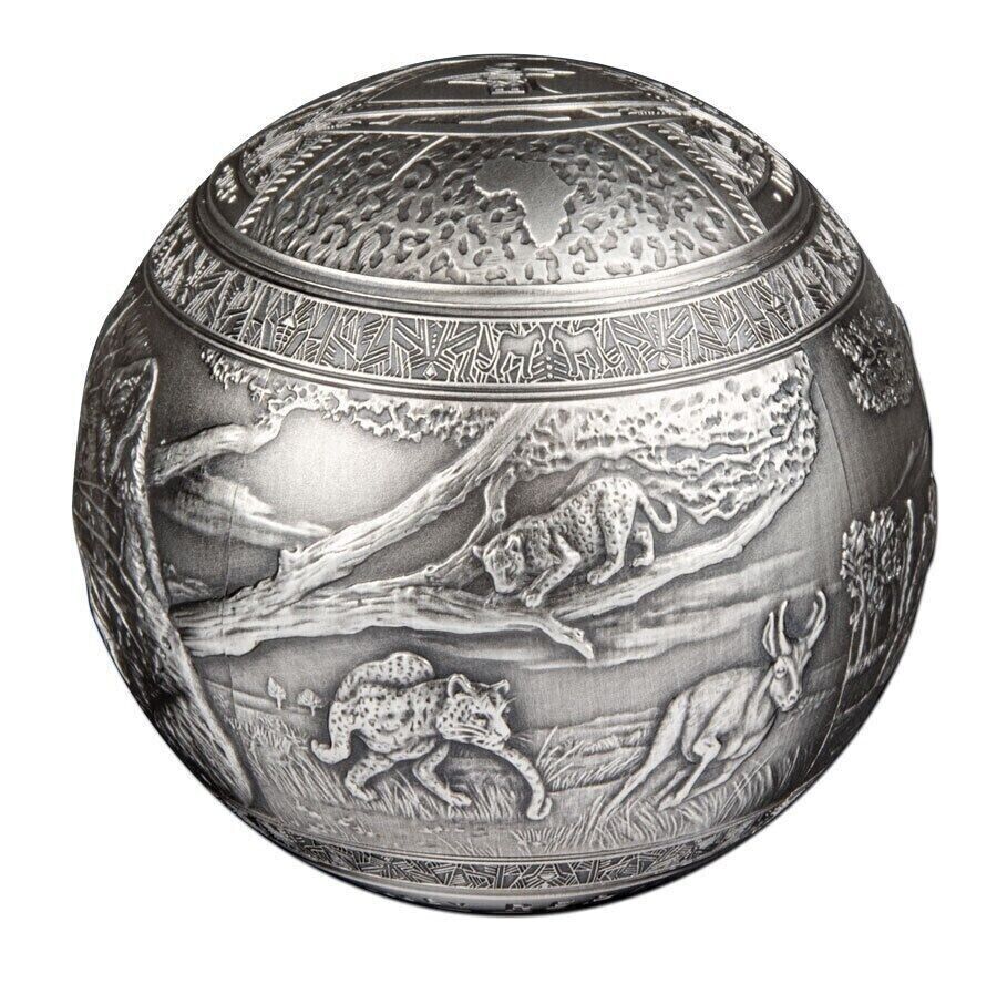 2023 Djibouti Big Five Leopard Spherical 1 Kilo Silver - CoinsTV