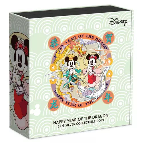 2024 Niue Disney Lunar Happy Year of the Dragon - 3 oz Silver Coin - CoinsTV
