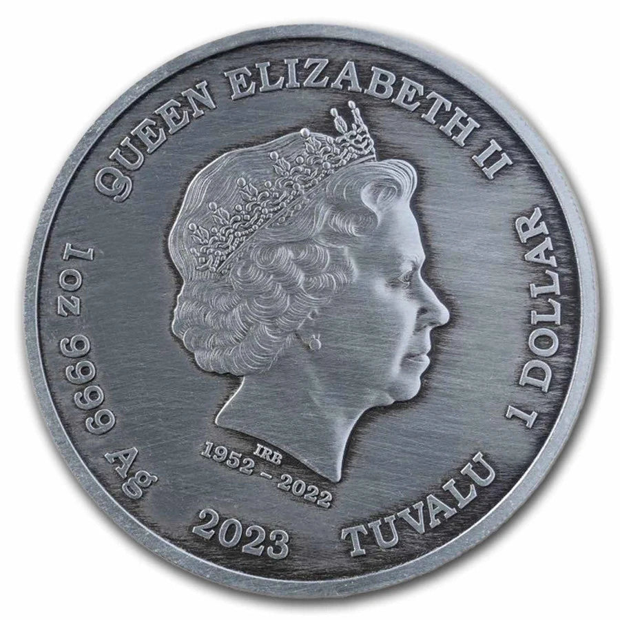 2023 Tuvalu Gods of Olympus Artemis Antiqued 1 oz Silver Coin