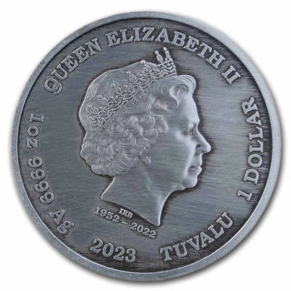 2023 Tuvalu Gods of Olympus Artemis Antiqued 1 oz Silver Coin