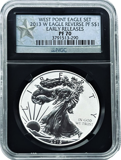 2013 W Silver Dollar Eagle - Reverse Proof/Early Release - NGC PF70