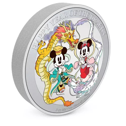 2024 Niue Disney Lunar Happy Year of the Dragon - 3 oz Silver Coin - CoinsTV