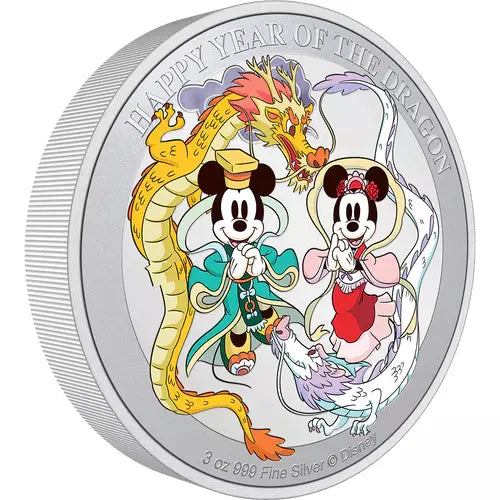 2024 Niue Disney Lunar Happy Year of the Dragon - 3 oz Silver Coin - CoinsTV