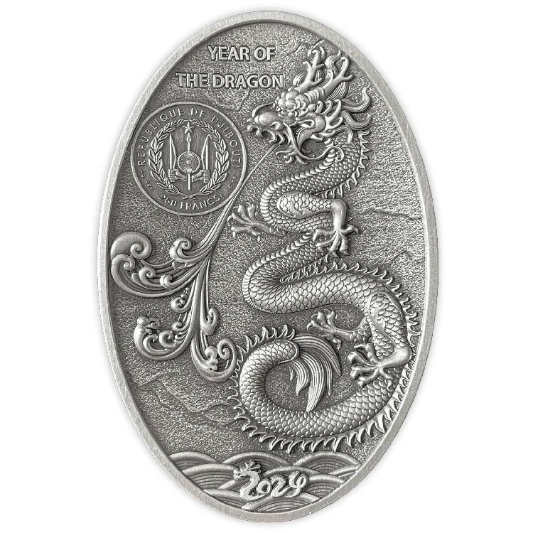 2024 Djibouti Year of the Dragon 5 oz Silver