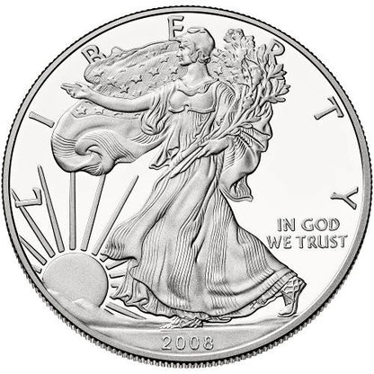 2008-W Burnished Silver Eagle with OGP & COA